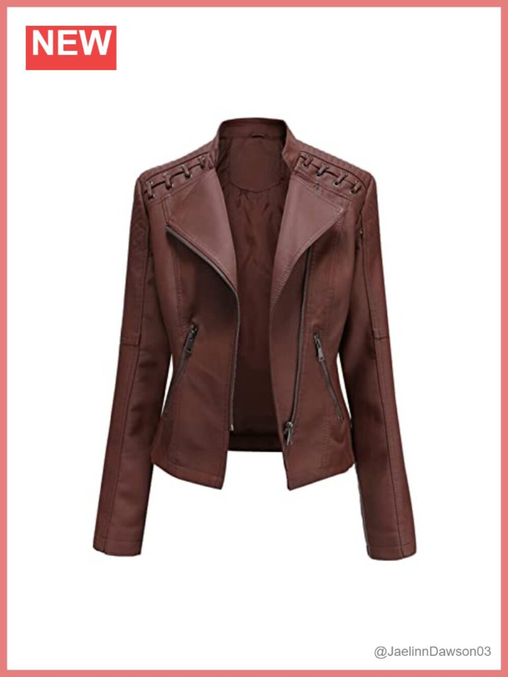 Faux Leather Moto Jacket Short PU Biker Coat with Pockets